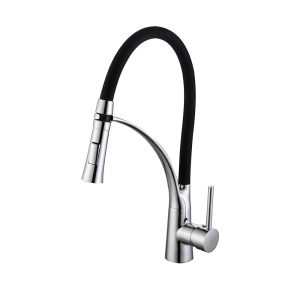 Grifo monomando de fregadero con caño extraible en color negro modelo Mulacén